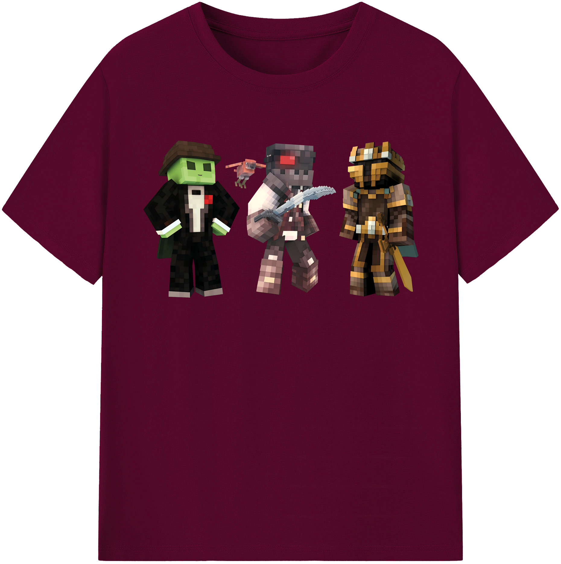 （画像用） マインクラフト ブロックの世界 Minecraft MC Block world レディースカジュアルプリントTシャツ（綿100％）